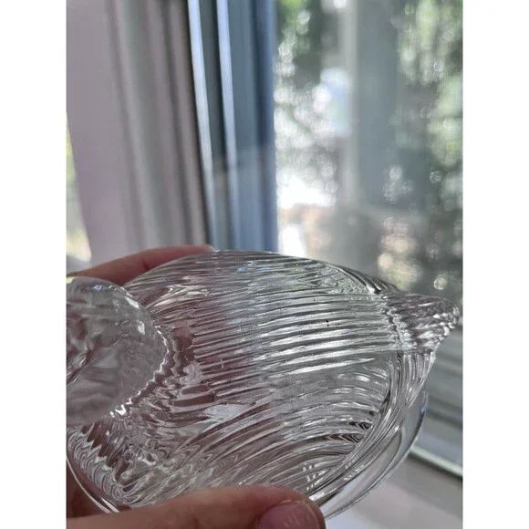 Martha Stewart Clear Duck Gibson Covered Dish On Nest Vintage Grooved - Picture 5 of 13